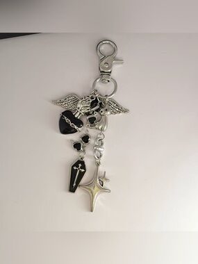 Angel Wings Cross Star Keychain Charm for Men Women Car Keychain Bag Charm
